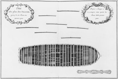 Plan des ersten Decks eines Schiffes, Illustration aus dem 